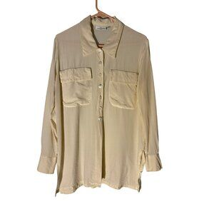 Jeff Banks London 100% Silk Cream Button-Up Long Sleeve Blouse Size 10